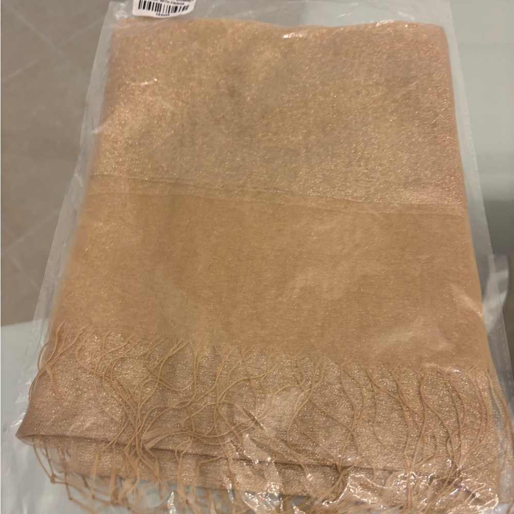 SAACHI Gold Fringe Shimmer Scarf